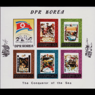 N.KOREA 1980 - Scott# 1936B Sheet-Sea Conquerors Imp. MNH - Corée Du Nord