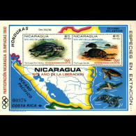 NICARAGUA 1980 - MI# B114 S/S Turtles Opt. MNH Folded - Nicaragua