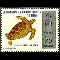 NEW HEBRIDES FR. 1974 - Scott# 204 Green Turtle 70c MNH - Unused Stamps