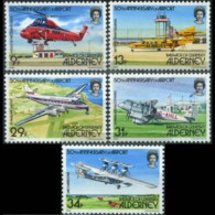 GUERNSEY-ALDERNEY 1985 - Scott# 18-22 Planes Set Of 5 MNH - Alderney