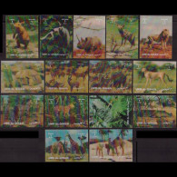 UMM AL QIWAIN 1972 - MI# 1599-613 Wildlife 3D Set Of 15 MNH - Umm Al-Qaiwain