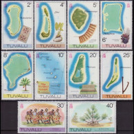TUVALU 1977 - Scott# 59-69 Maps Unwmk 2-40c MNH - Tuvalu