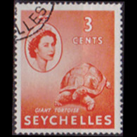 SEYCHELLES 1954 - Scott# 174 Giant Tortoise 3c CTO - Seychellen (1976-...)