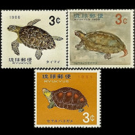 RYUKYU IS. 1965 - Scott# 136-8 Turtles Set Of 3 LH - Ryukyu Islands