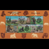 ZAMBIA 1997 - Scott# 663 Sheet-Endang.Species MNH - Zambia (1965-...)