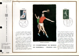 DOCUMENT FDC 1970 CHAMPIONNAT DU MONDE DE HAND BALL - 1970-1979