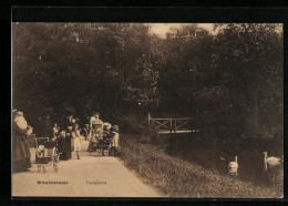 AK Wilhelmshaven, Parkpartie Mit Spaziergängern Am Schwanenteich  - Wilhelmshaven