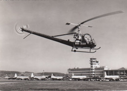 Airport Zurich Kloten Old Postcard Helicopter Hillet Typ UH 12B - Aerodromes