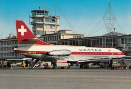 Airport Zurich Kloten Old Postcard Swissair Caravelle - Aerodromes