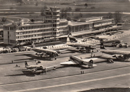 Airport Zurich Kloten Old Postcard Swissair Scandinavian Airlines Alitalia 1953 - Aerodrome