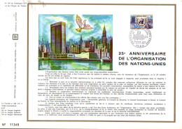 DOCUMENT FDC 1973 25 ANS O N U - DESSIN DE DECARIS - 1960-1969