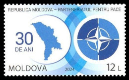 Moldova Moldavia 2024 NATO 30 Years Of Partnership Stamp MNH - Moldavië