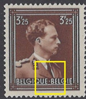 BELGIQUE - 1944 - MNH/*** LUXE  - REVERS DECHIRE AU DESSUS DU E DE BELGIQUE - COB 645 LV7 -  Lot 26054 - 1931-1960