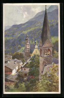 Künstler-AK Edward Theodore Compton: Berchtesgaden, Protestant. Und Franziskaner-Kirche  - Compton, E.T.