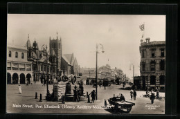 CPA Port Elizabeth, Main Street, Tramway, Heavy Artillery Memorial  - Zuid-Afrika