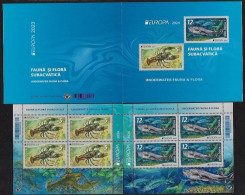 Moldova Moldavia 2024 Underwater Flora And Fauna Set Of 2 Minisheets In Booklet MNH - Vissen