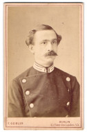 Fotografie F. Geibler, Berlin, Unter Den Linden 45, Preussischer Eisenbahner In Uniform Mit Moustache  - Personas Anónimos