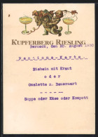 Künstler-AK Speisekarte Mit Weinreklame Für Kupferberg Riesling  - Vignes