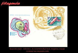 RUSIA SPD-FDC. 1969-09 DÍA DE LA COSMONÁUTICA. HOJA BLOQUE - FDC