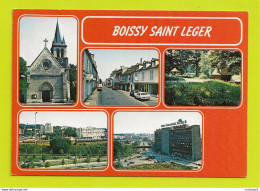 94 BOISSY SAINT LEGER En 1991 Centre Commercial Boissy 2 Rallye Train De Banlieue BUS Tabac Coiffure Eglise - Boissy Saint Leger