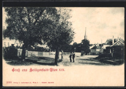 AK Wien-Heiligenstadt, Ortspartie Mit Kirche Und Passanten  - Sonstige & Ohne Zuordnung