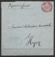 Bande "Papiers D'affaires" Notaire Affr. N°46 Càd MONS (STATION)/23 JUIL 1885 Pour HYON (double Port - Normalement 5c En - 1884-1891 Leopoldo II