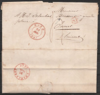 L. Datée 1847 De MONS Càd MONS/22 JUIL 1847 Pour Brasseur à JUMET - [SR] - Port "4" (au Dos: Càd CHARLEROY) - 1830-1849 (Belgica Independiente)