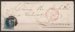 L. Affr. N°7 P6 Càd AUDENAERDE/2 DEC 1855 Pour LOUVAIN (au Dos: Càd LOUVAIN) - 1851-1857 Medaillons (6/8)