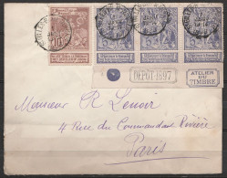 L. Ouverte Affr. N°73+71x3 (bdf) Càd ST-GILLES-BRUXELLES MONNAIE/1 JANV 1898 Pour PARIS - 1894-1896 Ausstellungen