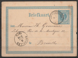 Pays-Bas - EP 5c Bleu Càd S'HERTOGENBOSCH - Càd Arrivée BRUXELLES /2 NOV 1875 (au Dos: "PAYS-BAS PAR BRUXELLES) - Postal Stationery