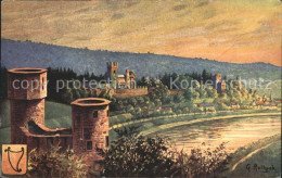 72098142 Neckarsteinach Burg Schadeck Kuenstlerkarte Neckarsteinach - Other & Unclassified