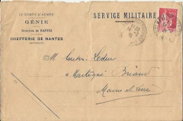 Enveloppe 11 ème Corps D'Armée Génie - Direction De Nantes - Chefferie De Nantes - Cachet Postal 14 Février 1935 - 1939-45