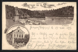 Lithographie Gileppe, Barrage De La Gileppe, Cafe-Restaurant Au Lion De La Gileppe  - Gileppe (Barrage)