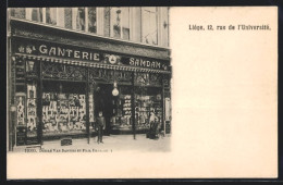 AK Liège, Ganterie Ad. Samdam, 12, Rue De L`Université, Schaufenster Mit Portier  - Andere & Zonder Classificatie