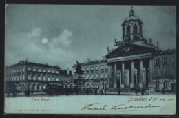 Mondschein-AK Brüssel / Bruxelles, Place Royale  - Bruxelles-ville