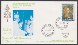 Vatican 1975 Private Cover Pope Paul VI, Ascension Of Jesus Christ, Christian, Christianity, Catholic Church - Storia Postale