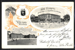 AK Würzburg, Hotel Kronprinz, Stadt-Wappen  - Wuerzburg