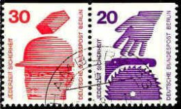 Berlin Poste Obl Yv:394b-389b Jederzeit Sicherheit (TB Cachet Rond) Non-dentelé En Haut - Usados