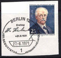 Berlin Poste Obl Yv:369 Mi:401 Hermann Von Helmholtz Mathematicien (TB Cachet à Date) Sur Fragment - Gebruikt