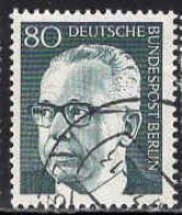 Berlin Poste Obl Yv:349 Mi:367 Bundespräsident Gustav Heinemann (Beau Cachet Rond) - Usados