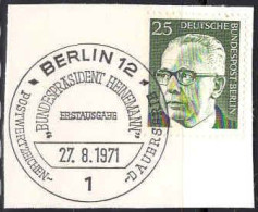 Berlin Poste Obl Yv:343 Mi:393 Heinemann Fdc Berlin 27-8-1971 Fragment (TB Cachet à Date) - 1948-1970