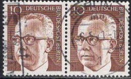 Berlin Poste Obl Yv:341 Mi:361 Gustav Heinemann Paire (Beau Cachet Rond) - Gebraucht