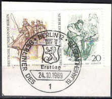 Berlin Poste Obl Yv:324-325 Berlin Allers Adolf Von Menzel & Franz Kruger (TB Cachet à Date) Sur Fragment - Used Stamps