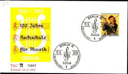 Berlin Poste Obl Yv:322 Mi:347 Joseph Joachim Violoniste (TB Cachet à Date) Fdc Berlin 12-9-69 - 1948-1970
