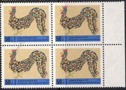 Berlin Poste N** Yv:359 Mi:389 Jugendmarke Hahn (Bloc De 4) - Unused Stamps