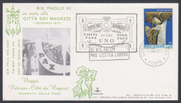 Vatican 1972 Private Cover Pope Paul VI, To Boy Town, Day Of Peace, Christian, Christianity, Catholic Church - Cartas & Documentos