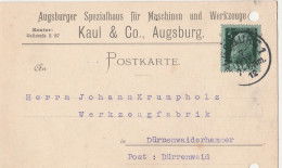 Bayern Firmenkarte Mit Tagesstempel Augsburg 1912 Augsburger Spezialhaus Für Maschinen Und Werkzeuge Kaul & Co - Storia Postale