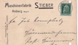 Bayern Firmenkarte Mit Tagesstempel Amberg 1913 Maschinenfabrik Amberg - Briefe U. Dokumente