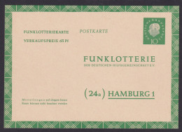 Bund Ganzsache Funklotterie FP 7 B Heuss III Medaillion 10 Pfg. Luxus Kat.15,00 - Cartoline - Usati