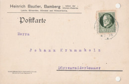 Bayern Firmenkarte Mit Tagesstempel Bamberg 1915 Heinrich Bautler Landw.Sämereien Dürrobst - Cartas & Documentos